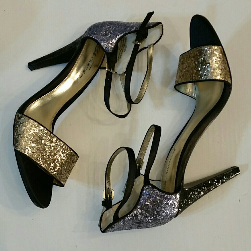 Lulu Townsend Stiletto Heels 9.5 Glitter Ankle Str